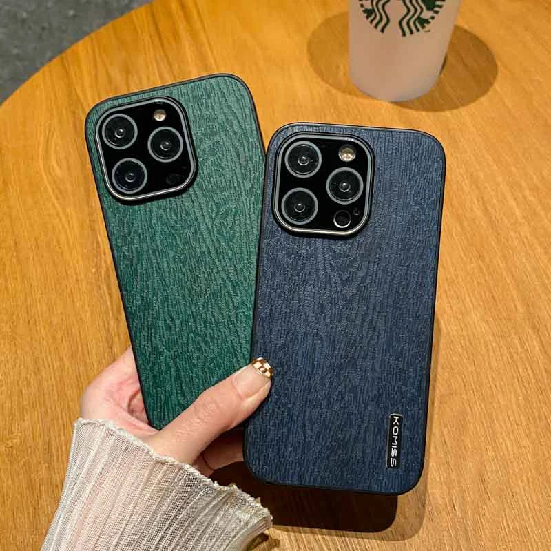 Luxury Camera Protector Shockproof Soft Silicone Case iPhone 14 13 12 11 Pro Max XR XS X Wood Texture Hard Back Cover