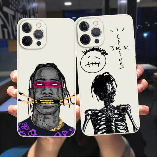 iphone 13 pro max Case iphone 11 xr xs 6 8 se2020 7 plus 12 Mini phone case White soft bumper rear cover Jackboys Travis Scott